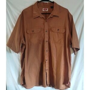 Wrangler Burnt Orange Short Sleeve Button Up Shirt Size XL Mens Western